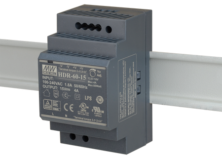 ZASILACZ IMPULSOWY NA SZYNĘ DIN MEAN WELL HDR-60-15 15V/60W/4A