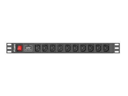 Listwa Zasilająca RACK PDU 1U 10A 10X IEC C13 2M Czarna C14 Lanberg