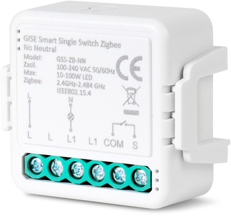 Gise Smart Pojedynczy moduł przekaźnikowy (bez N) Zigbee | Tuya | GSS-ZB-NN