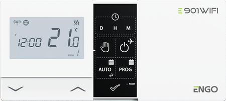 ENGO Controls E901-WIFI - Regulator temperatury bezprzewodowy, Wi-Fi, Internetowy, biały, 868MHz