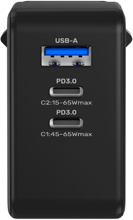 Ładowarka sieciowa Unitek GaN, PD 65W, podróżna, 3 porty