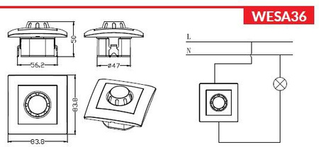 Ściemniacz obrotowy LED  200/600W VCX WESA LC 36A Biały