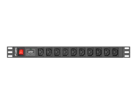 LISTWA ZASILAJĄCA RACK PDU 1U 10A 10X IEC C13 2M CZARNA C14 Lanberg