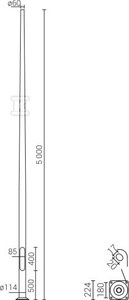 SŁUP SAL8 INOX+FUND.B50+NAKRĘTKI