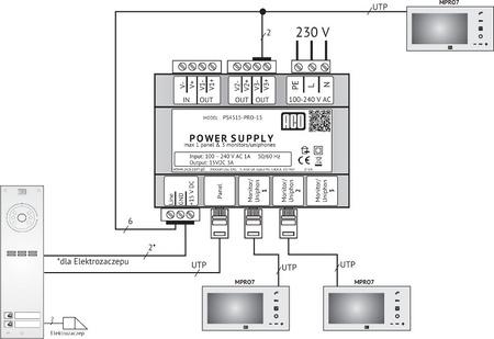 ACO PS45-15-PRO-13 Zasilacz video DIN 15V, 3A