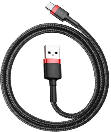 KABEL USB-A / USB-C Baseus Cafule CATKLF-B91 100cm 3A QC 3.0 CZARNO-CZERWONY W OPLOCIE