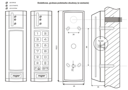 Czytnik zbliżeniowy ROGER PRT12EM