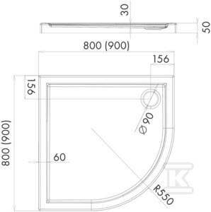 KAB.ONNLINE 80X185CM CHR BR.5,5 R55 FI90