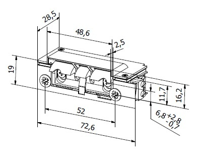 Elektrozaczep Hartte XS12R-C seria XS 12V rewersyjny z wyślizgiem