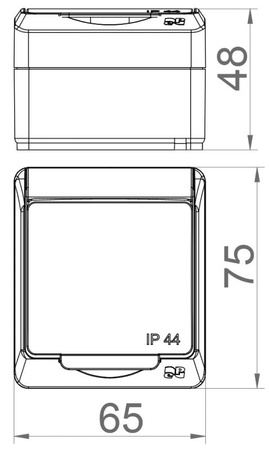 Hermes Gniazdo hermetyczne pojedyncze natynkowe z uziemieniem 16A IP44 z klapką dymną  GNT 0321-01