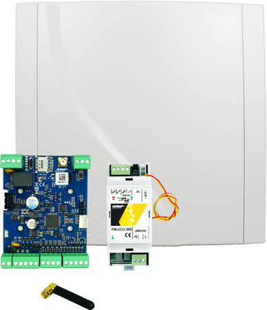 ROPAM Basic4G-SET: Basic4G/AT-GSM-MINI90/O-R3P/PSR-ECO-2012/ zestaw, moduł LTE w obudowie  natynkowej z zasilaczem -ECO i anteną GSM/LTE