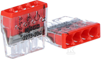 Szybkozłączka DRUT 4x 0,5-2,5mm2 WAGO 2273-204 (Paczka 100szt.)