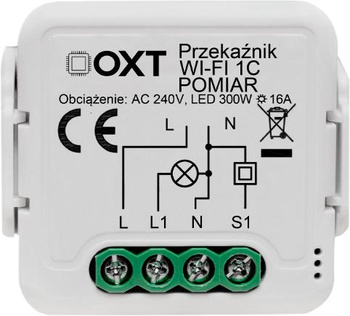 Moduł OXT przekaźnik 1 obwód pomiar 16A WIFI TUYA T220P