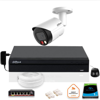 Zestaw monitoringu IP Dahua 8mpx 4K kamera IPC-HFW2849S-S-IL z dyskiem 1TB