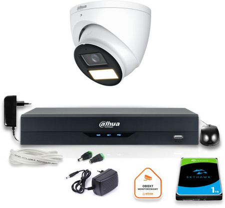 Zestaw monitoringu 4w1 Dahua Kamera zewnętrzna FullHD z dyskiem 1TB