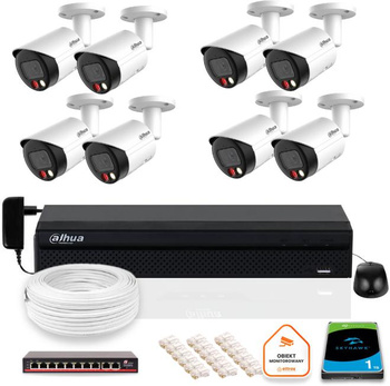 Zestaw monitoringu IP DAHUA 8x kamera IPC-HFW2849S-S-IL-0280B-BLACK 8MPX