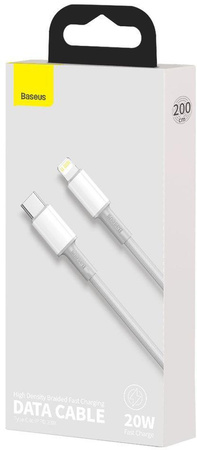 Kabel USB-C / Lightning iPhone Baseus Cafule CATLGD-A02 2m 20W PD Quick Charging Biały