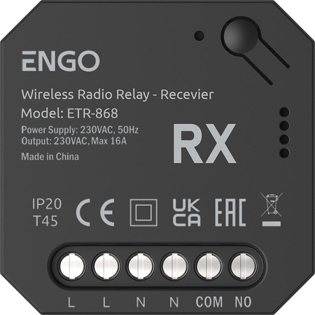 ENGO Controls ETR-868 - Przekaźnik bezprzewodowy EngoLink, sterowany radiowo, 868Mhz, 230V