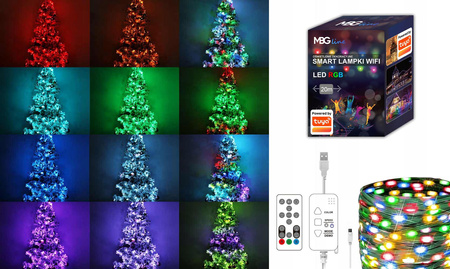 Lampki Choinkowe MBG Smart taśma LED WIFI Tuya 20m USB