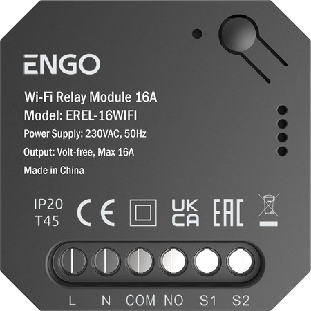 ENGO Controls EREL-16WIFI - Smart Relay  inteligentny przekaźnik Wi-Fi do systemu ENGO Smart, 1x16A, NO-COM