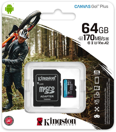 Karta pamięci microsd kingston canvas go plus microsdxc C10 UHS-I 64GB