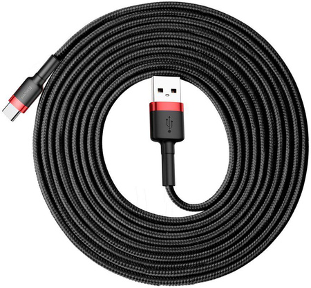 Kabel USB-A / USB-C Baseus Cafule CATKLF-U91 300cm 2A QC 3.0 Czarno-czerwony