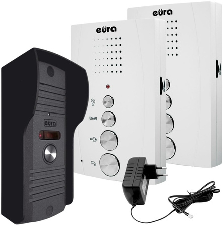 Domofon ''EURA'' ADP-51A3 ''DIFESA'' - 1-rodzinny, 2 unifony, interkom, biały
