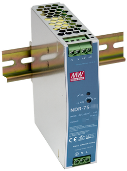 ZASILACZ IMPULSOWY NA SZYNĘ DIN MEAN WELL NDR-75-48 48V/75W/1.6A