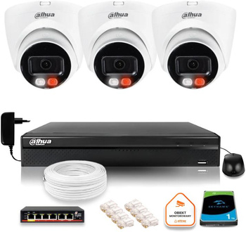 Zestaw monitoringu IP DAHUA 4Mpx 2K 3 kamery IPC-HDW1439V-A-IL z dyskiem 1TB