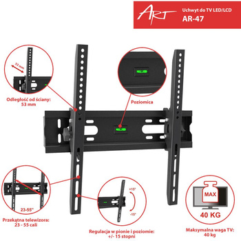 Uchwyt Do TV LCD/LED 23-55" 40kg AR-47 ART reg. w pionie