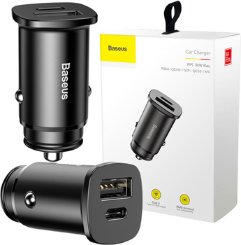 Ładowarka Sieciowa Baseus Square CCALL-AS01 30W 5A 1x USB-A 1x USB-C QC 4.0+