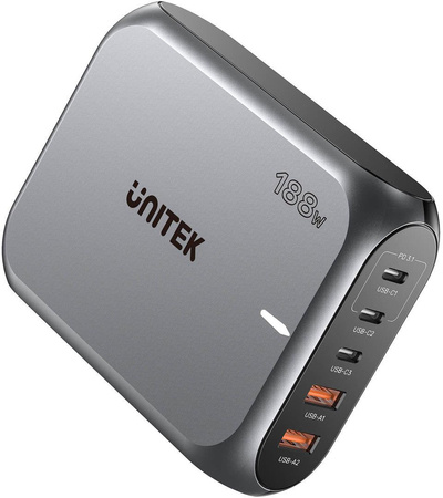 Ładowarka sieciowa Unitek 2xUSB-A 3xUSB-C GAN 188W