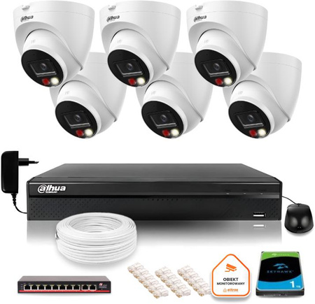 Zestaw monitoringu IP Dahua 6 Kamer IP 8mpx 4K dysk twardy