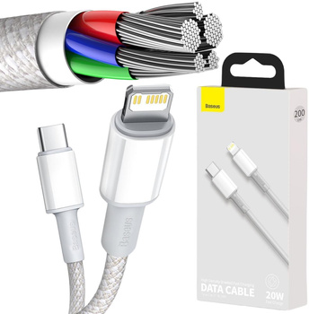Kabel USB-C / Lightning iPhone Baseus Cafule CATLGD-A02 2m 20W PD Quick Charging Biały