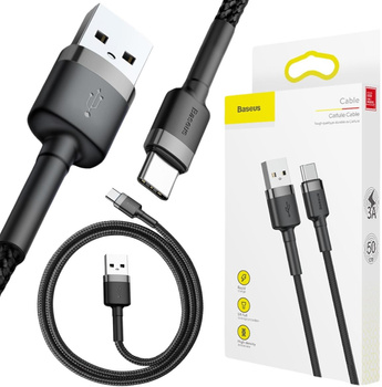 Kabel USB-A / USB-C Baseus Cafule CATKLF-AG1 50cm 3A QC 3.0 Czarno-szary