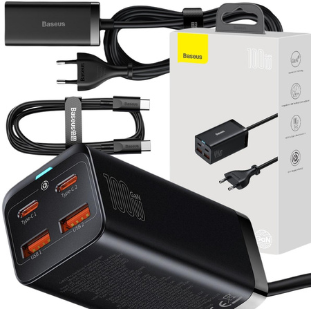ŁADOWARKA SIECIOWA Baseus GaN 3 Pro Desktop Charger CCGP000101 100W 2x USB-A 2x USB-C PD 3.0 QC 4.0+
