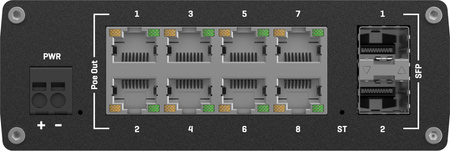 Teltonika TSW202 switch przemysłowy zarządzalny 8xFE 2xSFP PoE+ (TSW202000000) DIN