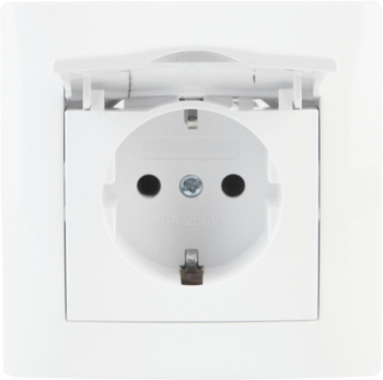 Gniazdo z klapką typ: schuko VCX WESA LC 18 Biały