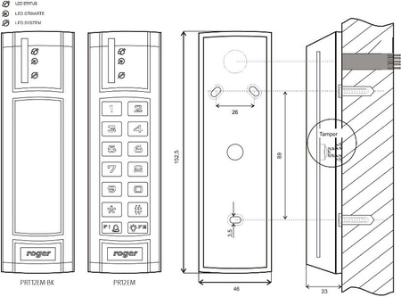 Czytnik zbliżeniowy ROGER PRT12EM-BK