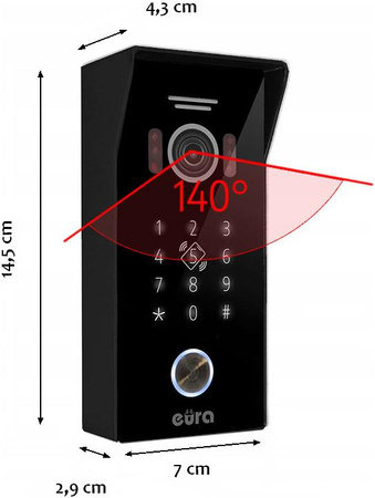Wideodomofon Eura VDP-99C5 czarny, WiFi, RFID, TUYA