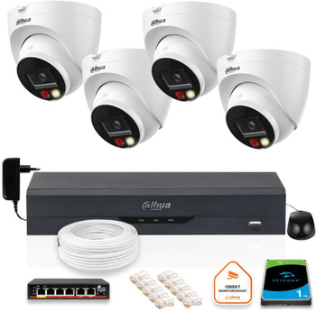 ZESTAW 4 Kamer IP Dahua 8mpx IPC-HDW1839T-A-IL-0280B-S6 + DYSK