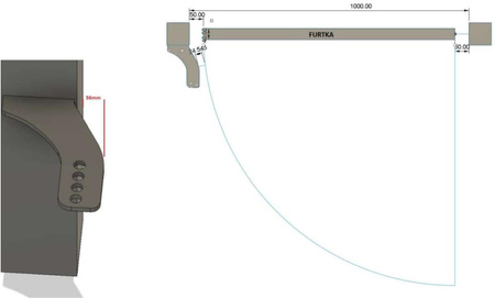 Uchwyty MOD.80/10/36 na słupek do napędów z otworami 10mm: Beninca, NICE, BFT Athos, DEA itd.