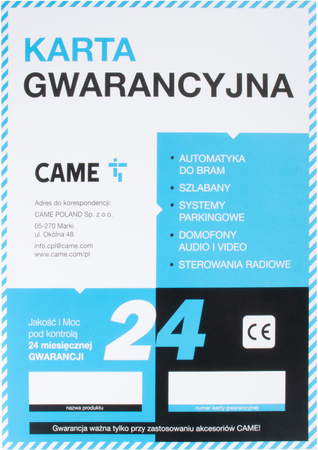 Zestaw came bxv 4 plus top do bram przesuwnych (8K01MS-041)