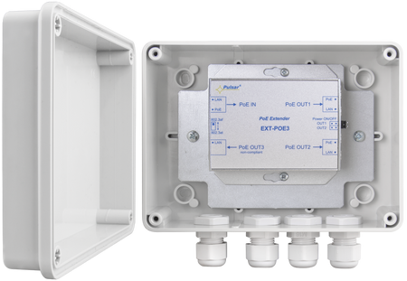 EXTENDER POE PULSAR EXT-POE3H W OBUDOWIE HERMETYCZNEJ DO 3 KAMER IP