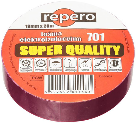 TAŚMA IZOLACYJNA REPERO 701 FIOLETOWA 19MMX20M