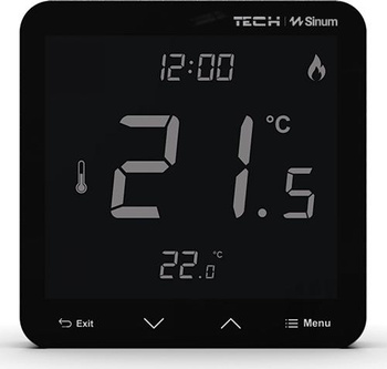 Przewodowy regulator pokojowy sinum czarny R-S3 Tech Sterowniki