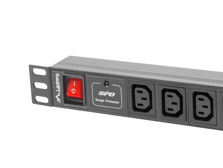 Listwa Zasilająca RACK PDU 1U 10A 10X IEC C13 2M Czarna C14 Lanberg