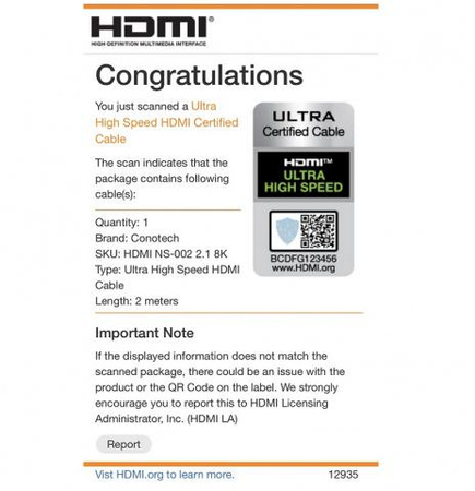 Kabel HDMI Conotech NS-002 ver.2.1 Ultra High Speed 8K - 2m