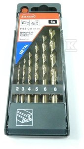 Z.HSS-Co DIN338 KOB.6SZT,FI2-3-4-5-6-8MM