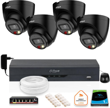 ZESTAW 4 Kamery IP Dahua 4mpx IPC-HDW1439V-A-IL-BLACK + DYSK